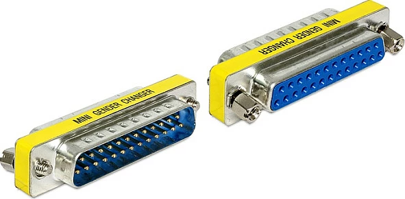 Adapter DeLOCK 65484, Sub-D 25 pin (DB25) M në F, Blu/Silver