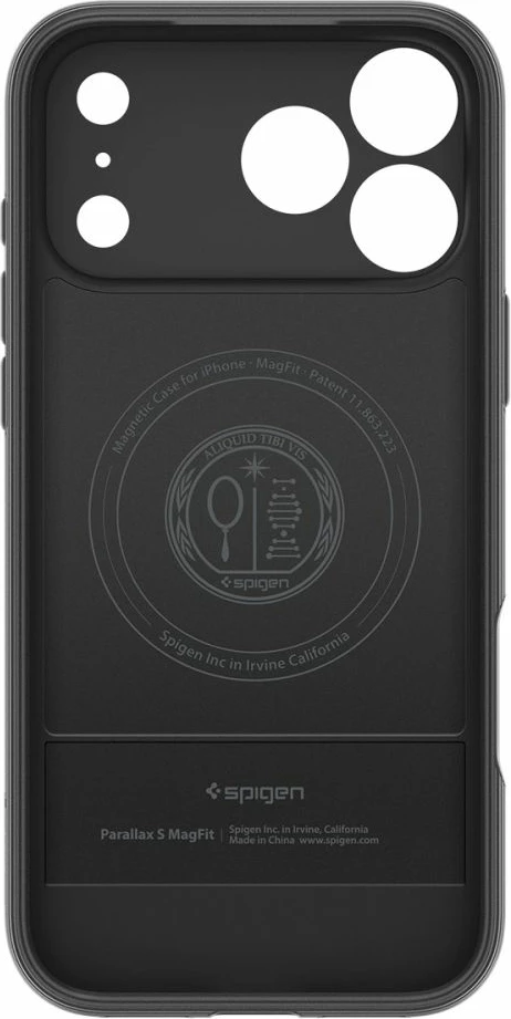Mbështjellës, Spigen, Parallax "S" MagSafe për iPhone 17 Pro Max, TPU, me stand të palosshëm, e zezë mat