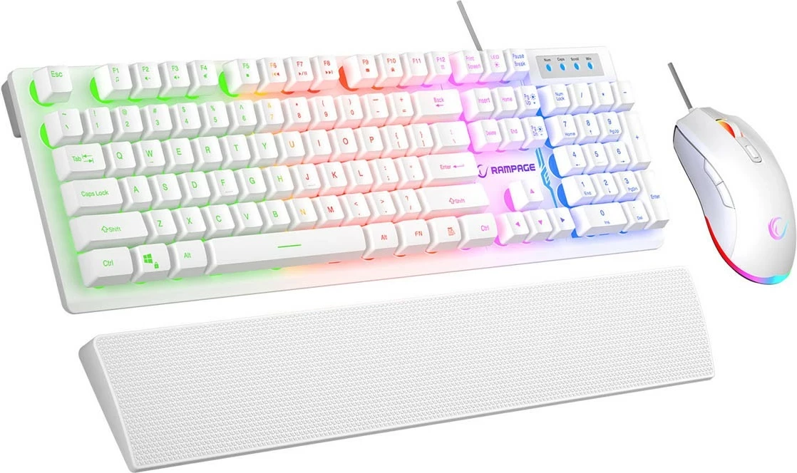 Set tastierë me maus Rampage Fortuna, RGB, 12800 DPI, e bardhë