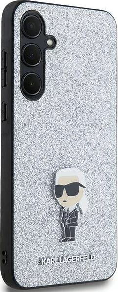 Mbështjellës Karl Lagerfeld Fixed Glitter Ikonik për Samsung Galaxy A35, argjendtë