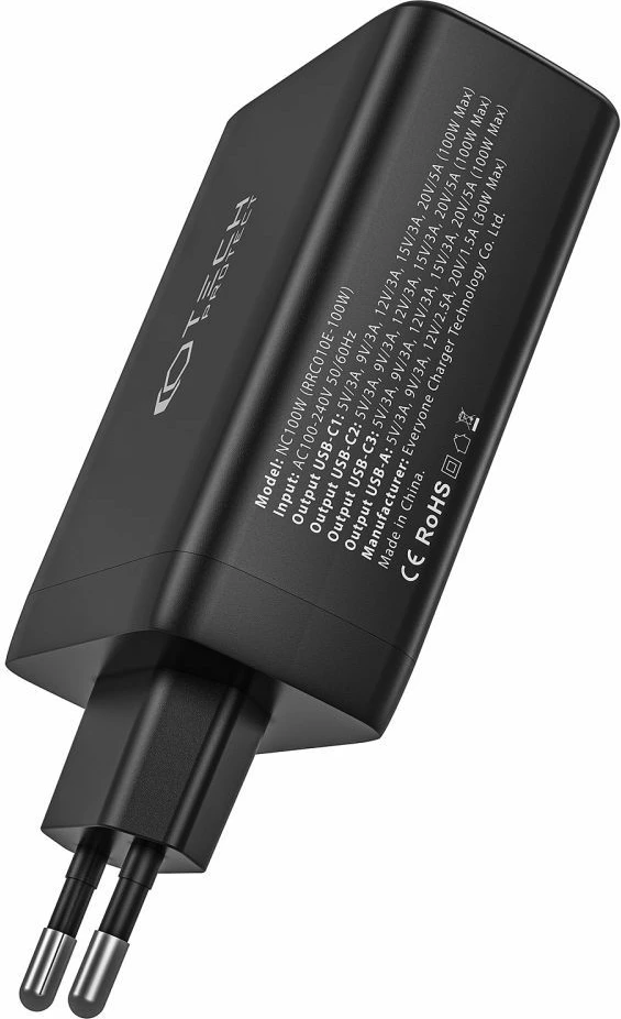 karikues rrjeti Tech-Protect NC100W-GAN GaN 100W, 3x USB-C PD + 1x USB-A QC 3.0, e bardhë, 1 copë