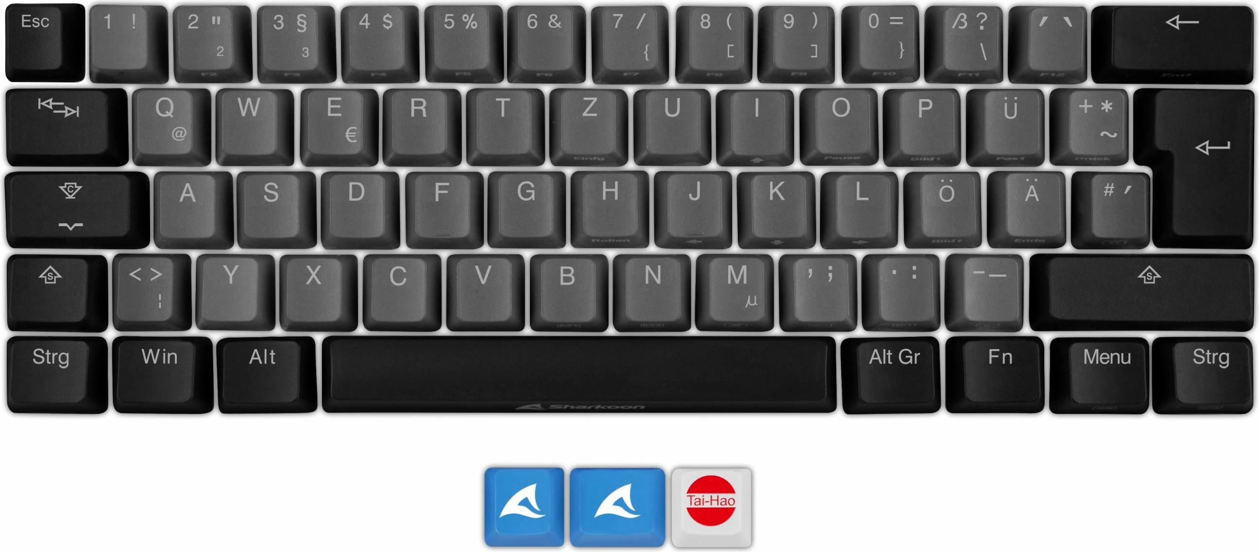 Tasta Sharkoon SKILLER SAC20 S4, 61 copë, ISO, QWERTZ, e zezë