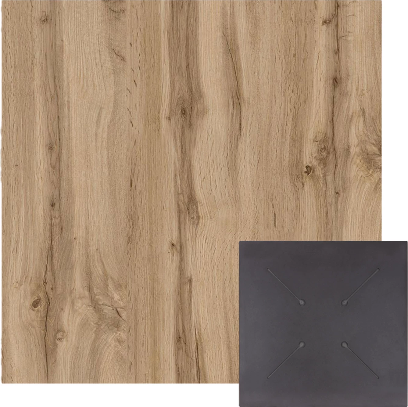 Sipërfaqe tavoline katrore HPL, ngjyrë Sonama Oak, 60x60cm, set prej 2 copë