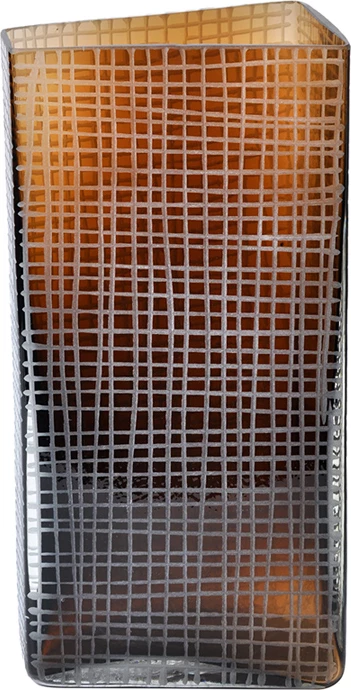 Vazo GRAVIR HONEY, qelq, ngjyrë kafe, 16x12x33cm