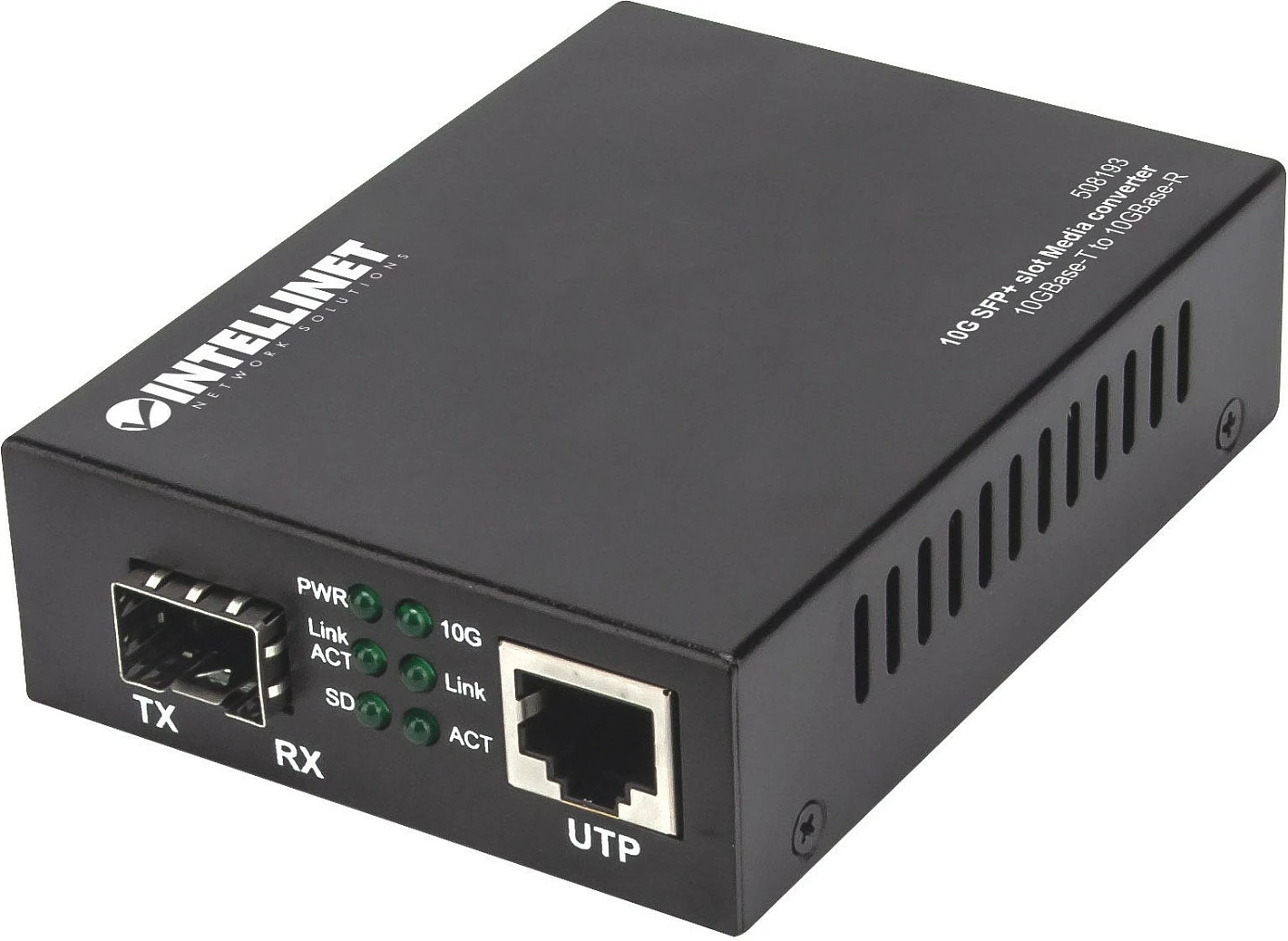 Konvertues media Intellinet 10GBase-T në 10GBase-R, SFP+ + RJ45, 10 Gbps, i zi