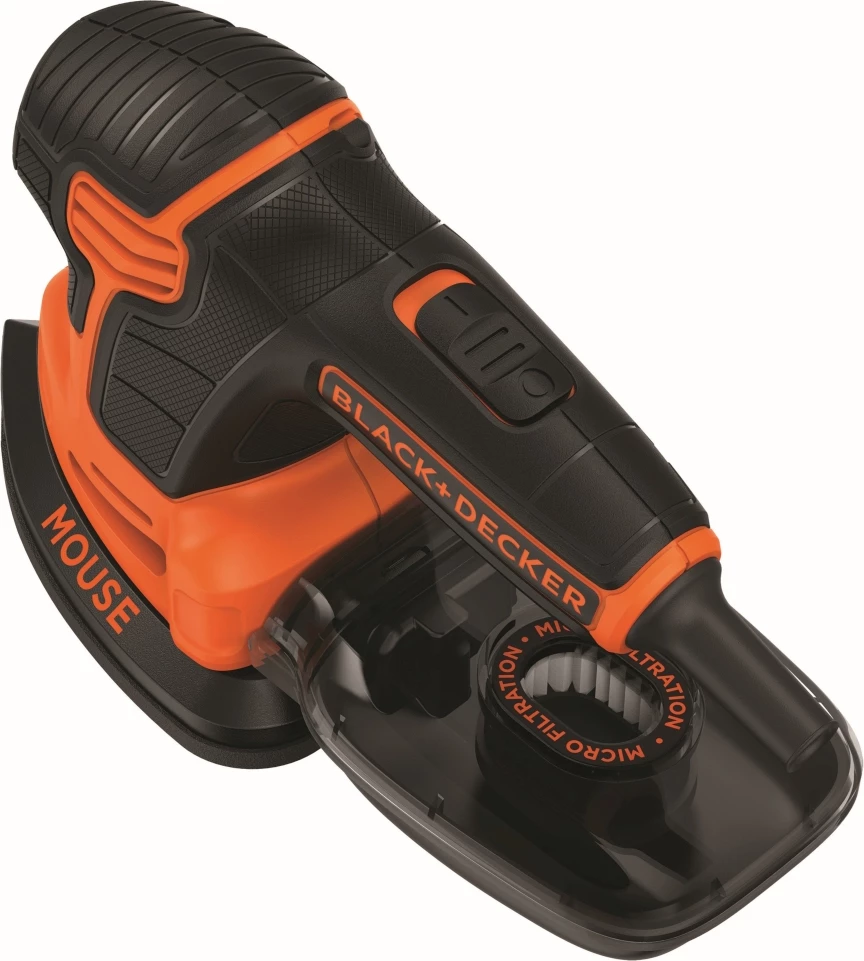 Lëmues vibrues (Mouse) Black&Decker KA2000 120 W, set me letra lëmimi e çantë, e zezë