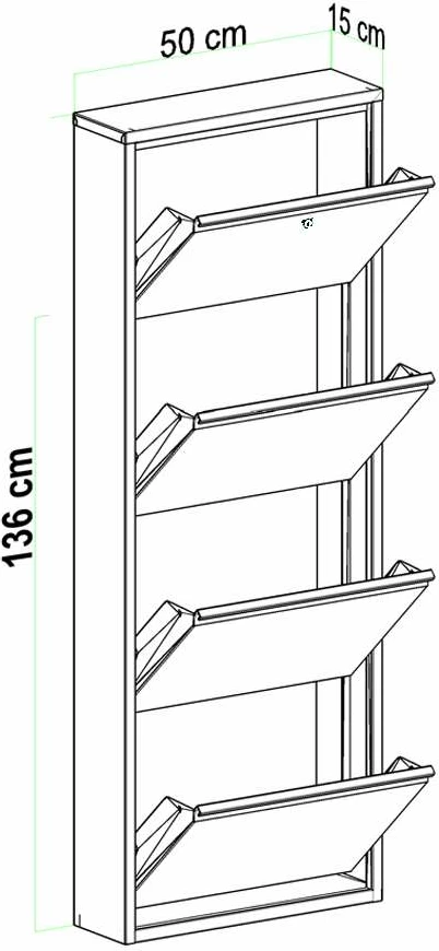 Dollap këpucësh Skye Decor, metal, 4 pjesë, me kyç, e bardhë