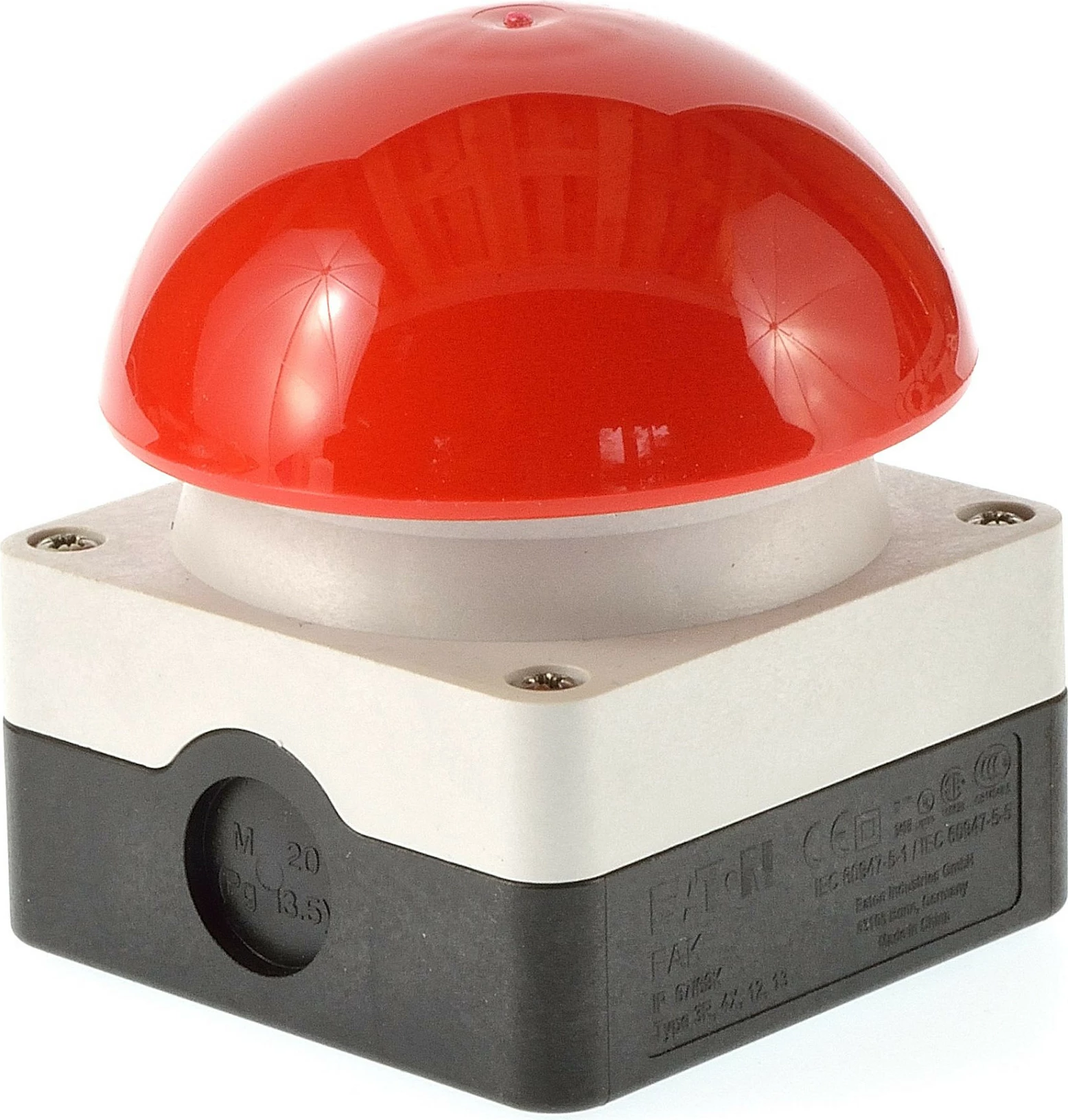 Switch buton kërpudhë Eaton FAK-R/KC11/I, 1S+1, montim sipërfaqësor, 101 mm, kuq/zi/bardhë