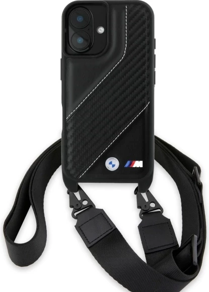 Mbështjellës BMW M Edition Carbon Stripe & Strap për iPhone 16, i zi