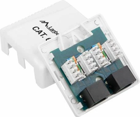 Prizë rrjeti Lanberg OU6-0002-W Cat.6, 2x RJ45, montim sipërfaqësor, e bardhë