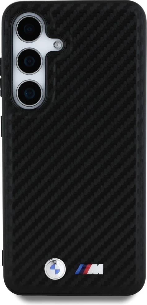 Mbështjellës BMW Leather Carbon MagSafe për Samsung Galaxy S25, i zi