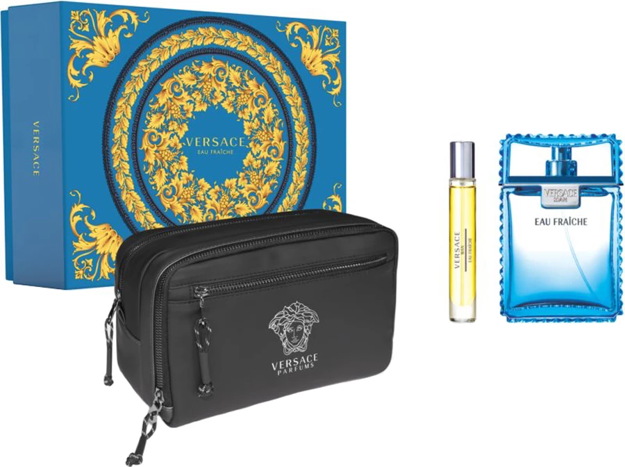 Set Eau de Toilette për meshkuj Versace Man Eau Fraiche 100ml + 10ml me çantë kozmetike