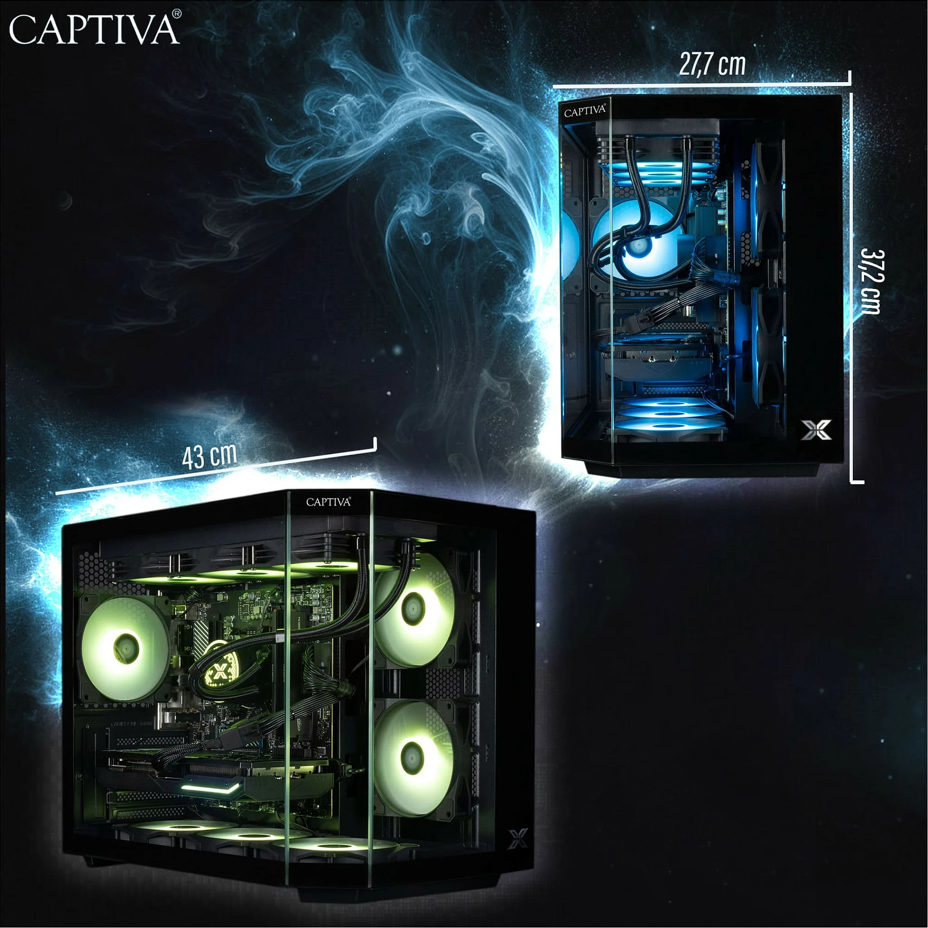 Kompjuter Gaming Captiva R90-031, Ryzen 7 5700X, 32GB RAM, 1TB SSD, GeForce RTX 5070 12GB, Windows 11, i zi me RGB