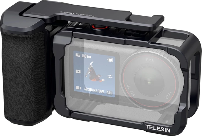 Kasë mbrojtëse me dorezë Telesin S6-FMS-36-TDJ për DJI Osmo Action 6, alumin/silikon, e zezë, set 5 pjesë