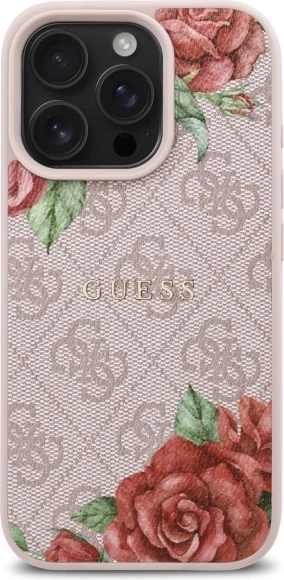 Mbështjellës Guess GUHMP16LP4ROPEMCP për iPhone 16 Pro 6.3", hardcase, MagSafe, rozë
