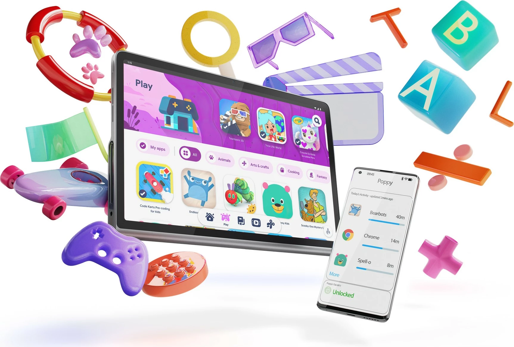 Tablet Lenovo Tab Plus 8GB 128GB luna grey me mbështjellës