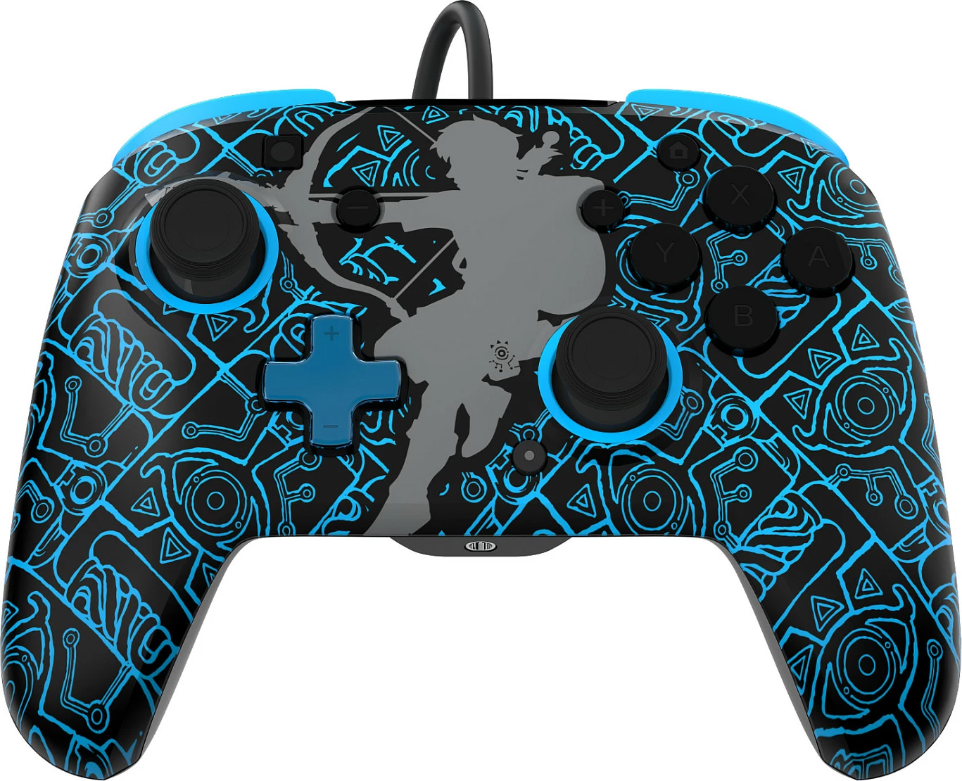 Gamepad PDP REMATCH GLOW Sheikah Shoot, kontrollor me kabllo USB 3m për Nintendo Switch/Switch Lite/Switch OLED, zi/kaltër