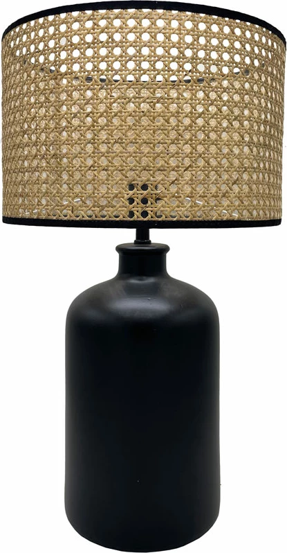 Llambë tavoline VEGUR, qeramikë e zezë, PVC natyral, 22x22x66cm