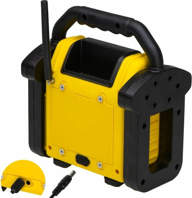 Radio portative ADLER AD1911, Bluetooth 5.1, FM, 10 W, IPX54, AUX, furnizim me rrymë ose 6x R14, verdhë/zezë