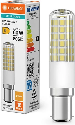 Llambë LED OSRAM LED Special T 6.5W 827, B15d, 2700K Warm White, Clear