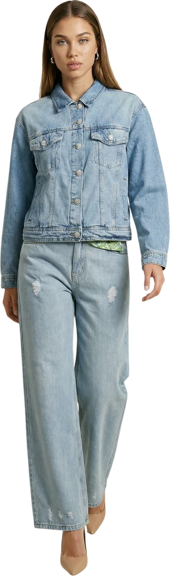Jakne bomber për femra I am SLE5GB025303D, denim e çelët [Madhësia: S]