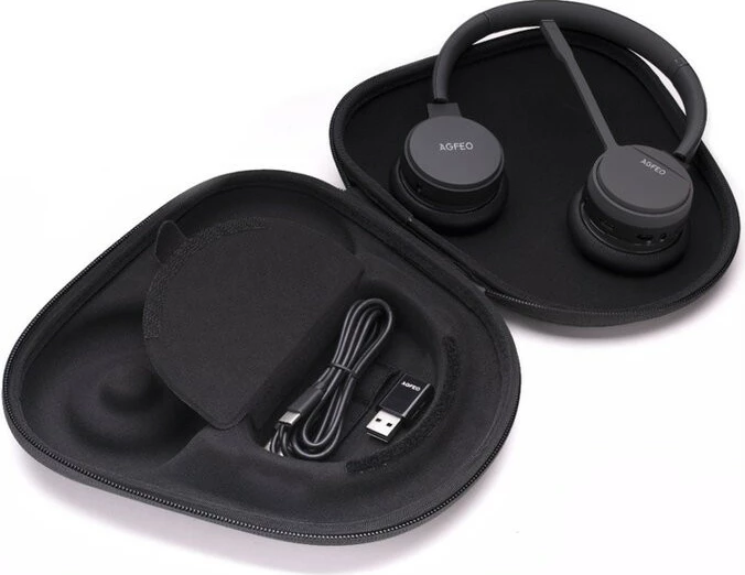 Kufje AGFEO Infinity, Wireless, Office/Call center, 189 g, E zezë