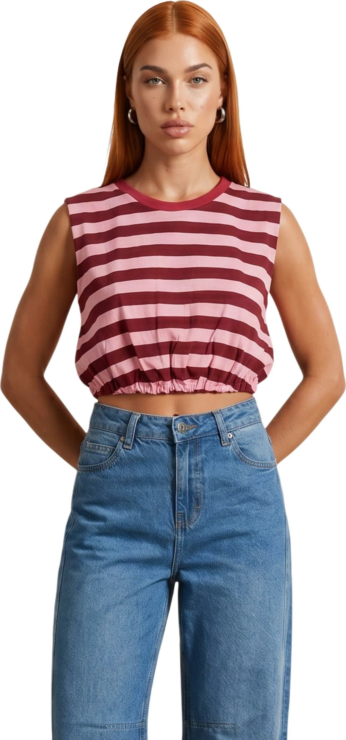 Maicë crop I am 26038 për femra, bordeaux [Madhësia: XS]