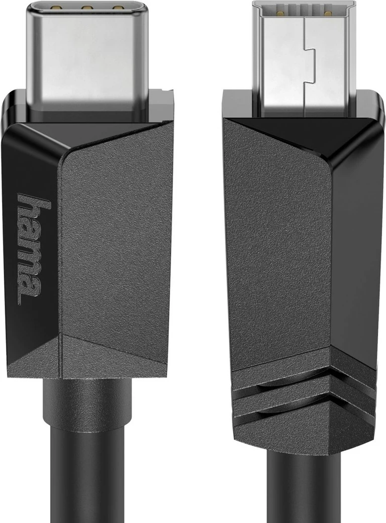 Kabëll Hama USB-C në miniUSB 0.75m i zi