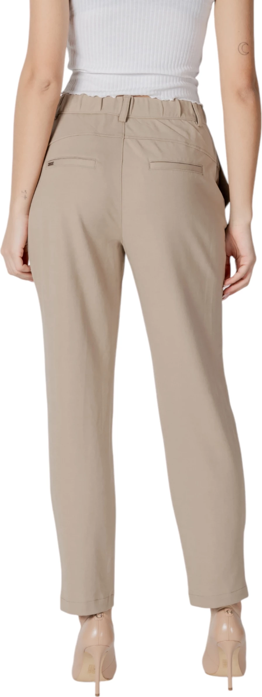 Pantallona për femra Street One Tapered Leg Punto di Roma 378783, bezhë [Madhësia: W42 L30]