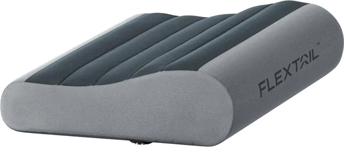 Jastëk i fryrë udhëtimi Flextail Zero Pillow, memory foam, 40x30 cm, 7–10 cm, 150 g, gri, me qese ruajtjeje
