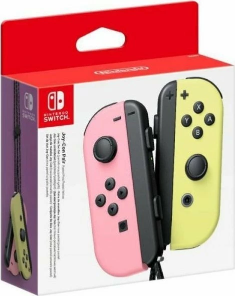 Gamepad Nintendo Joy-Con Pair 10011583, wireless Bluetooth, për Nintendo Switch/OLED, vibrim, 20 orë bateri, Rozë/Verdhë, set 2 copë