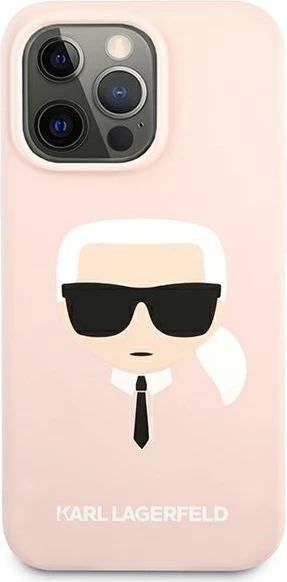 Mbështjellës Karl Lagerfeld Silicone Karl's Head për iPhone 13 Pro/13, Rozë e lehtë