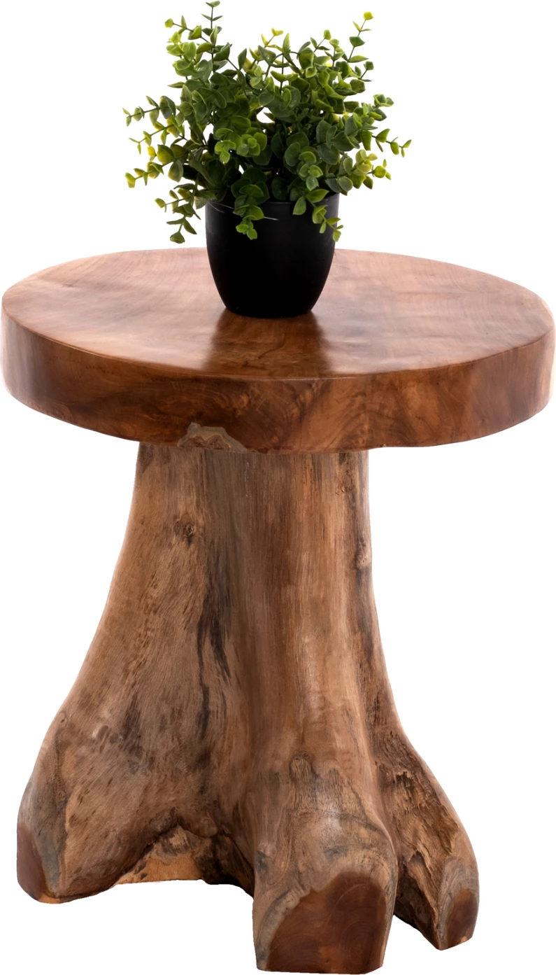 Tavolinë anësore FH9351 dru tik ngjyrë natyrale Φ40x45H