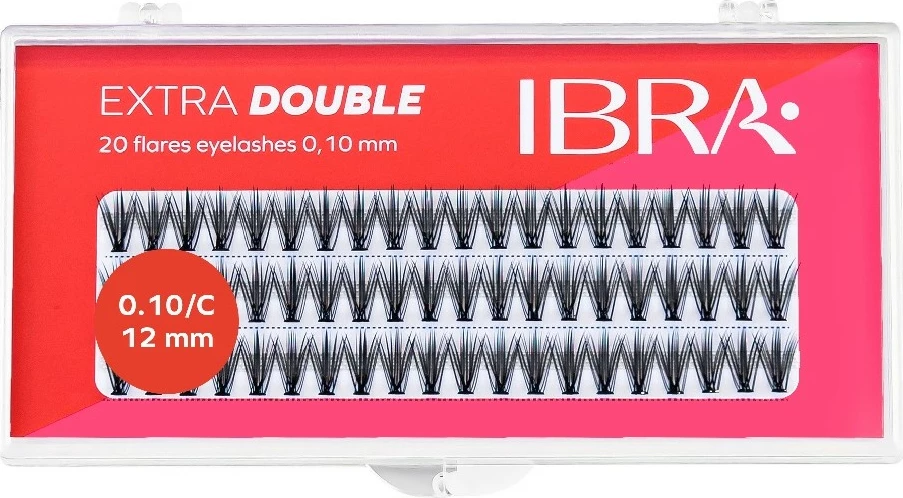 Clusters për qerpikë Ibra Extra Double Knot-Free C 0.10-12mm për femra, e zezë, 20 copë