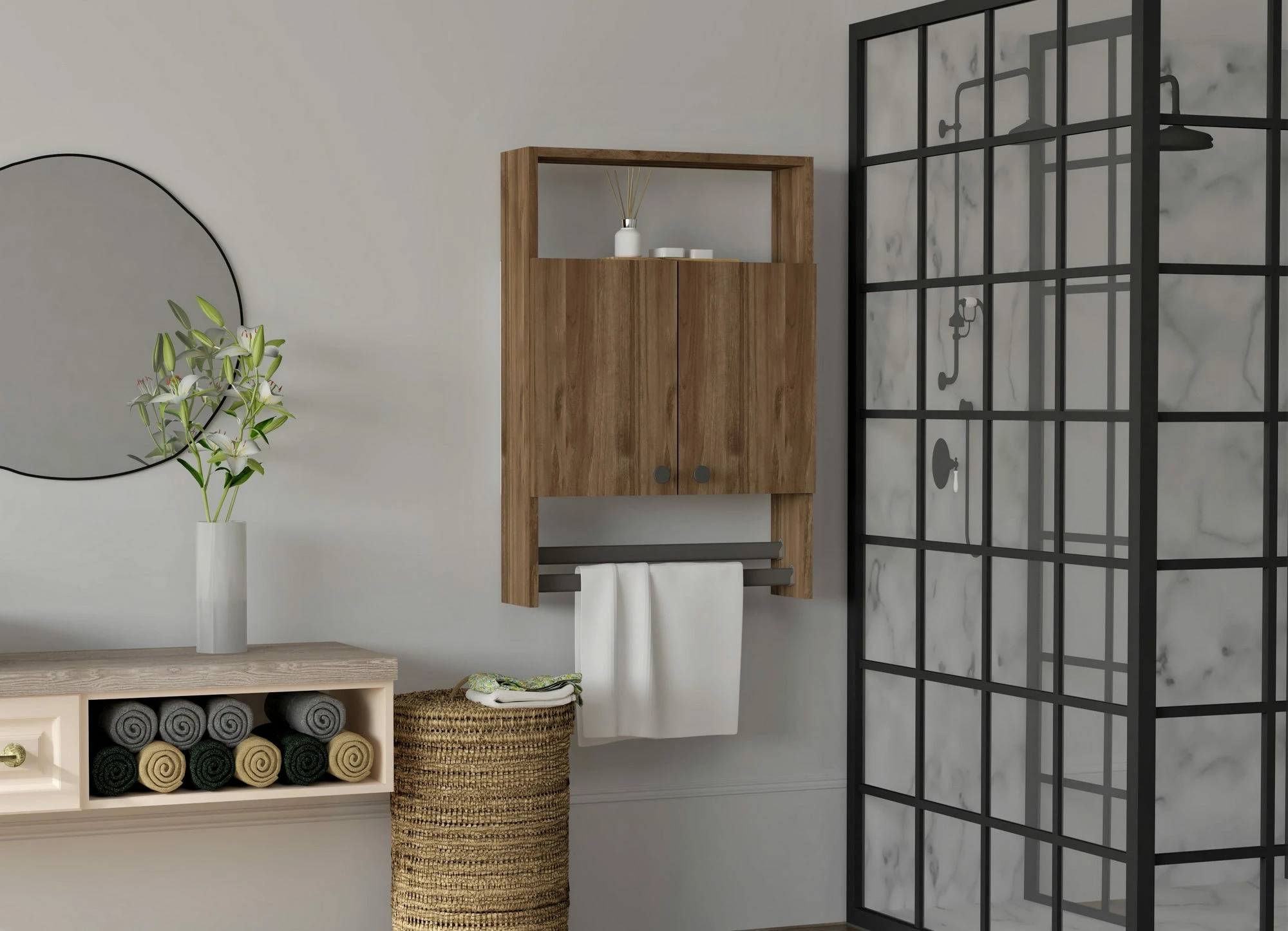 Dollap banjoje Hanah Home, model Ela, ngjyrë arre