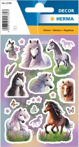 Sticker HERMA Horse World, letër, shumëngjyrëshe, model kafshësh, 18 copë