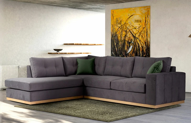 Kënd divan Boston, kënd i djathtë, pëlhurë anthracite-cypress, 280x225x90 cm