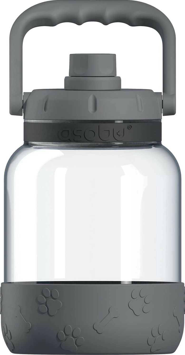 Bidon uji Asobu The Barkley 1500 ml me tas silikoni për qen, Gri