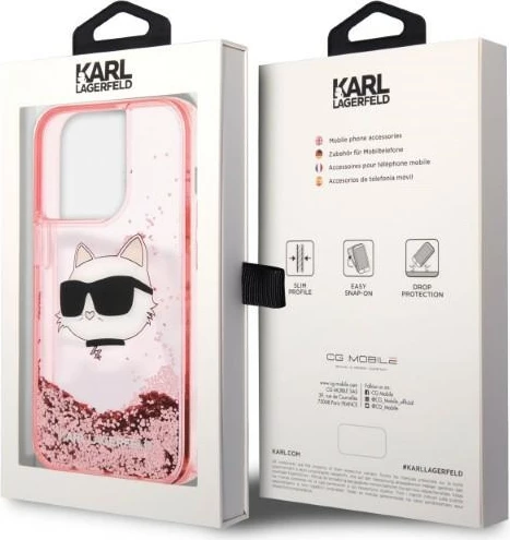 Mbështjellës Karl Lagerfeld KLHCP14XLNCHCP për iPhone 14 Pro Max 6.7", Glitter Choupette, rozë