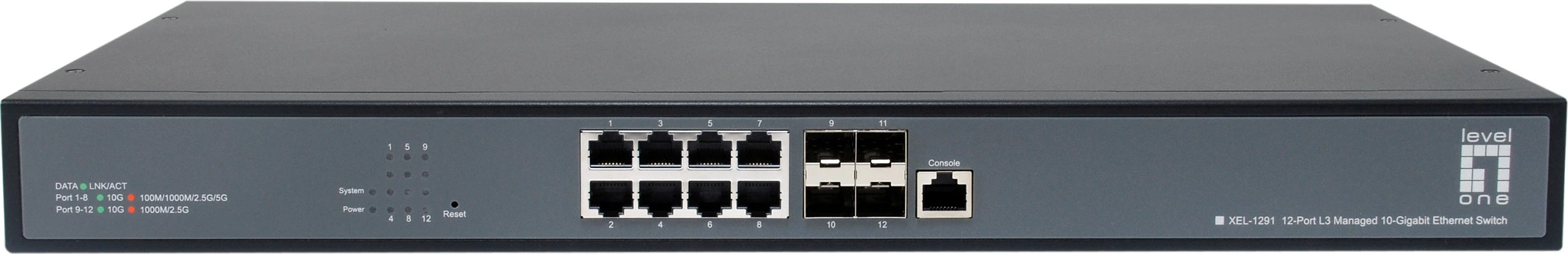 Switch LevelOne 8x10GbE/4x10G SFP+ Managed L3, 1U 19", i zi