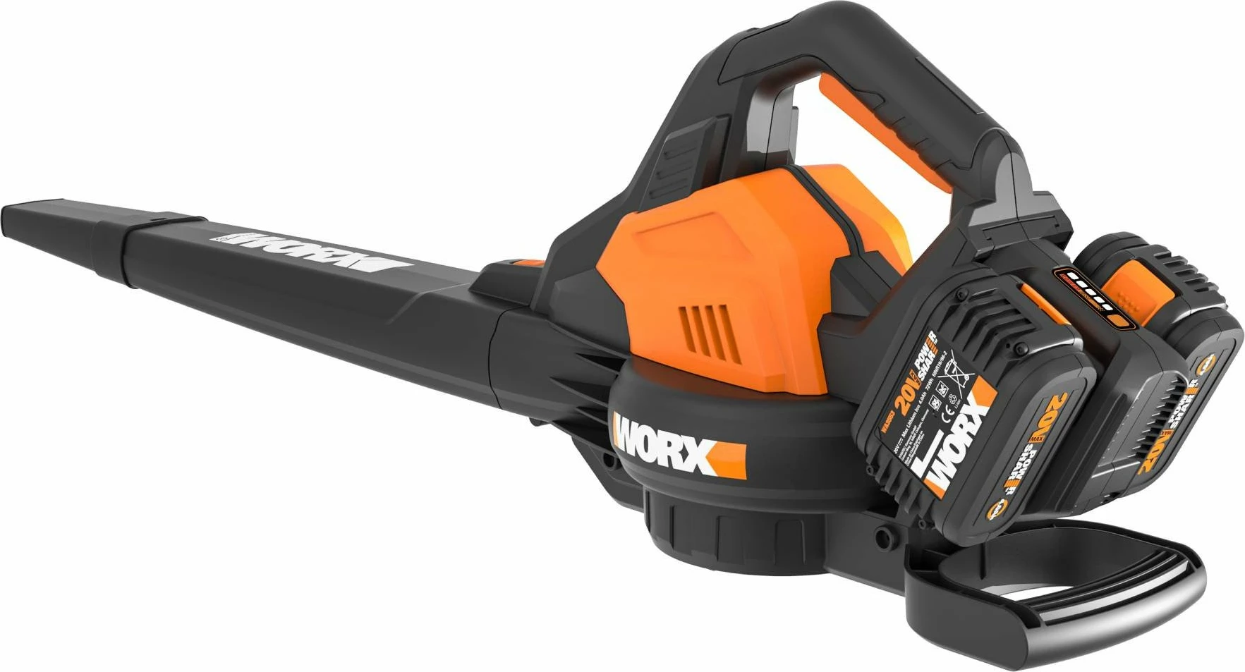 Fryrës/thithës gjethe Worx WG583E 40V MAX (2x20V) 2x4Ah me karikues, çantë 35L