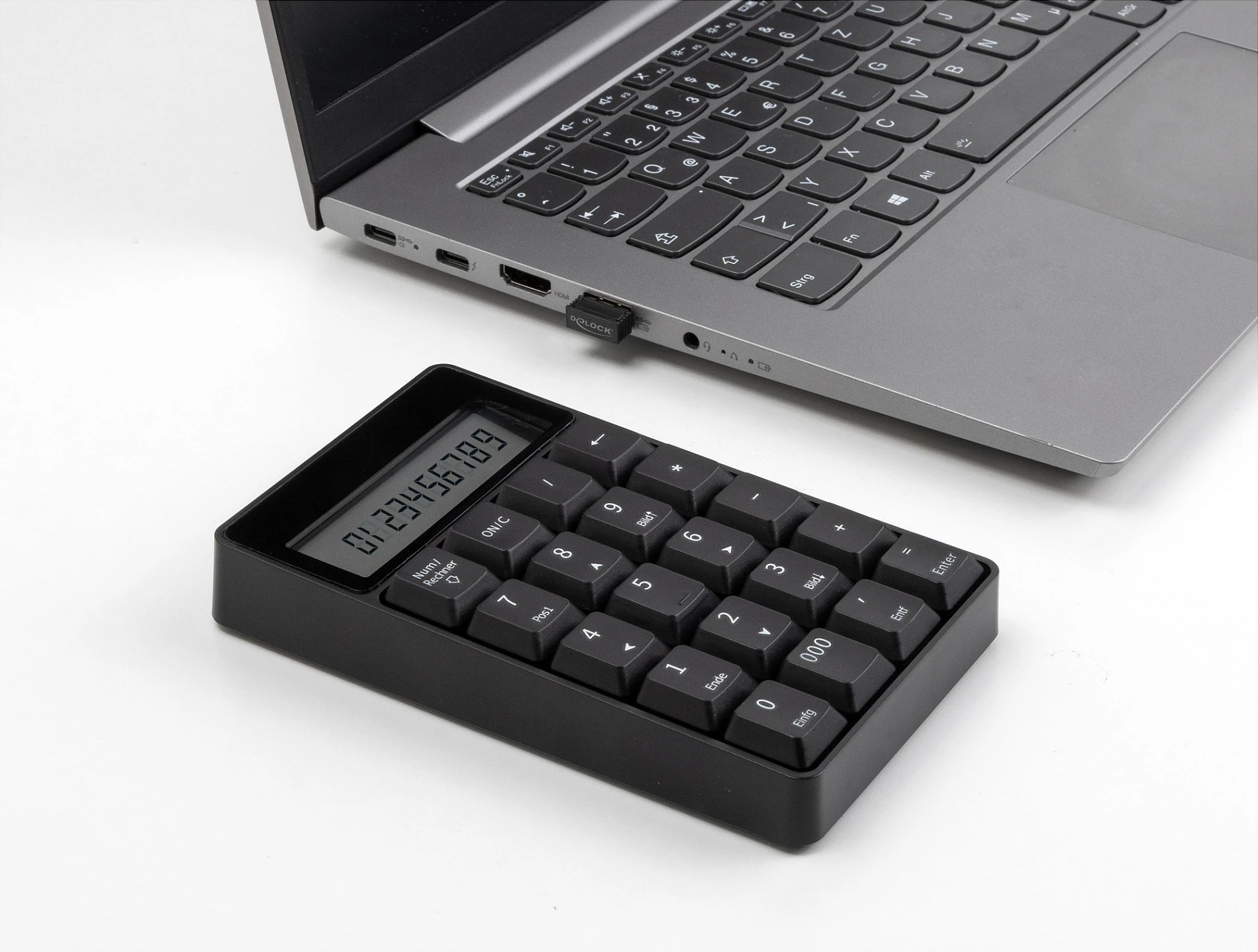 Tastierë numerike wireless DeLOCK 12113, 20 taste, me kalkulator, USB nano receiver, e zezë