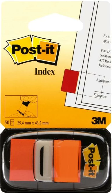 Shirita indeksi ngjitës, 3M Post-it, 680-4, me shpërndarës, portokalli
