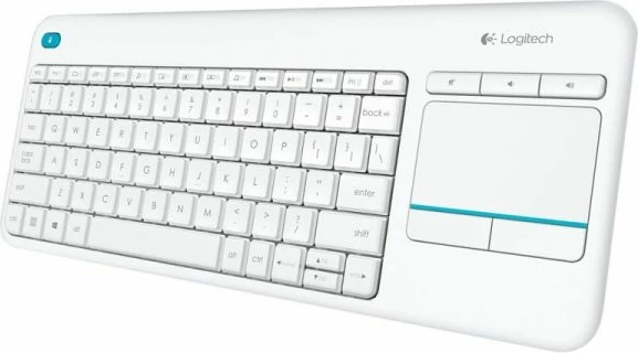 Tastierë wireless Logitech K400 Plus me touchpad, Unifying, gravim UK-SLO, e bardhë