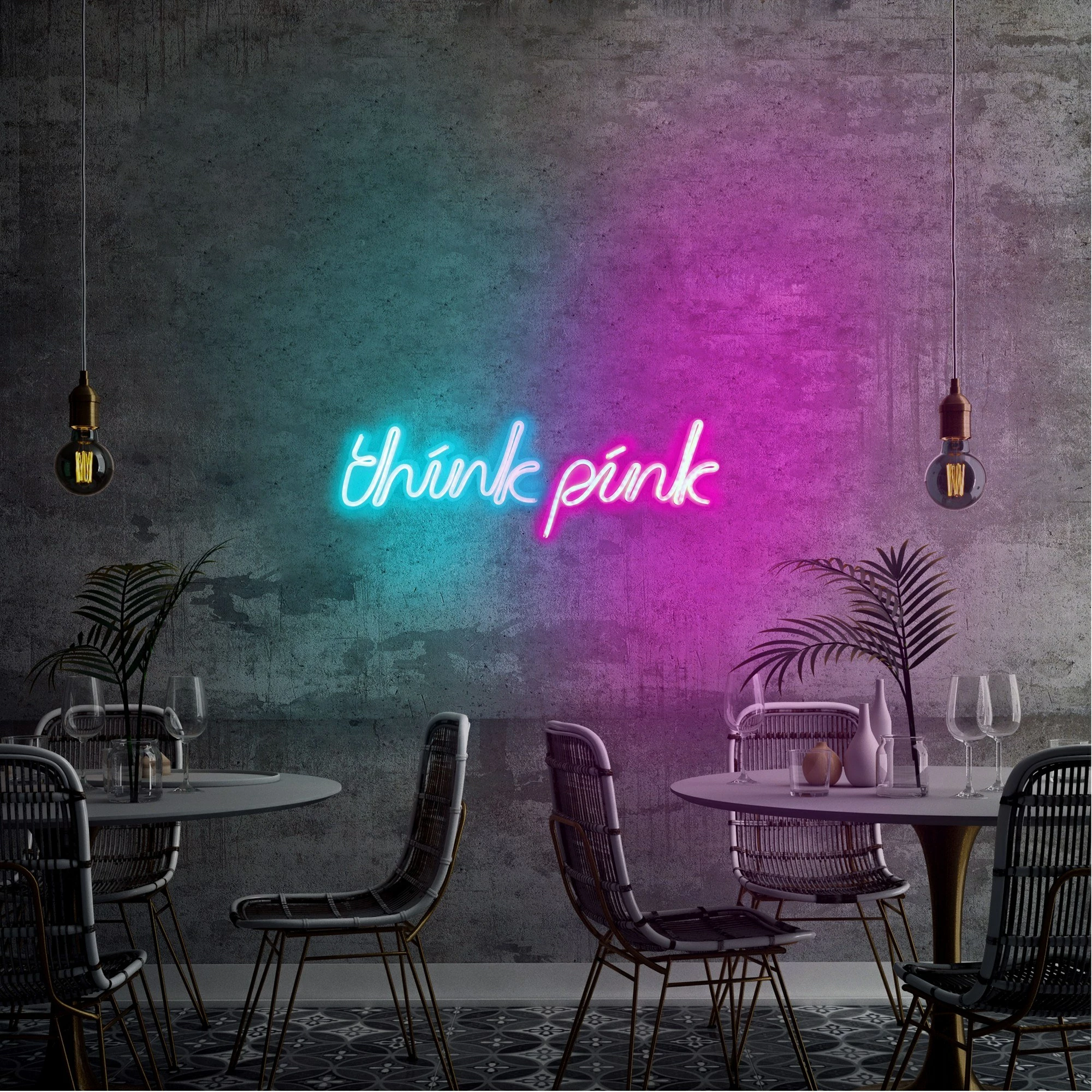 Dritë dekorative LED plastike, 'think pink', ngjyrë kaltër/rozë