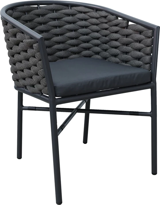 Karrige alumini Noevo e grumbullueshme, kornizë dhe jastëk gri, 57x62x77cm