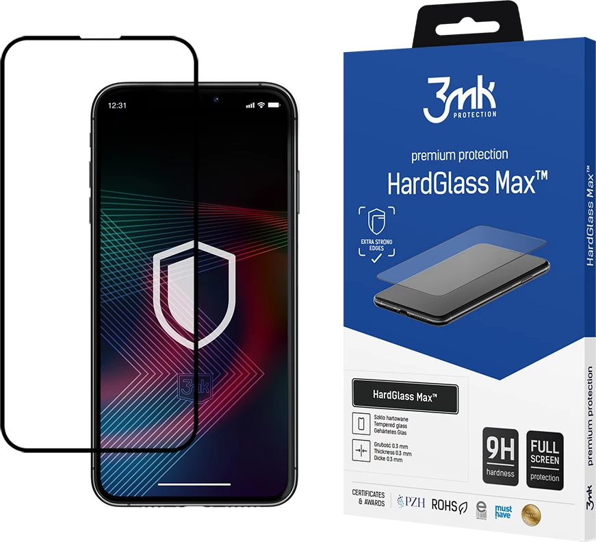 Xham i temperuar 3mk HardGlass Max për iPhone 14 Plus, 9H, i zi