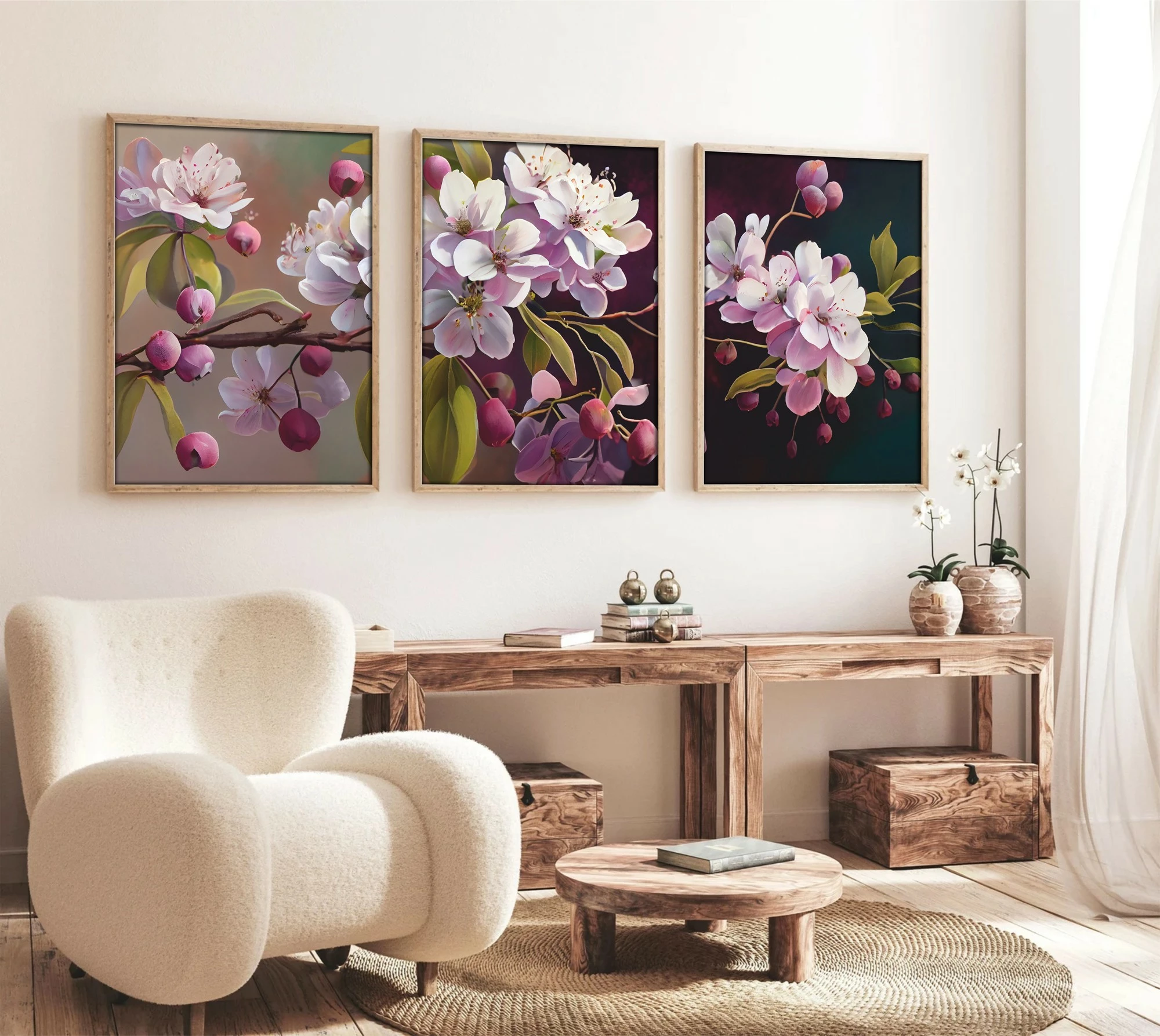 Pikturë dekorative me kornizë MDF (3 copë), Wallity, Huhu218, 35x50cm