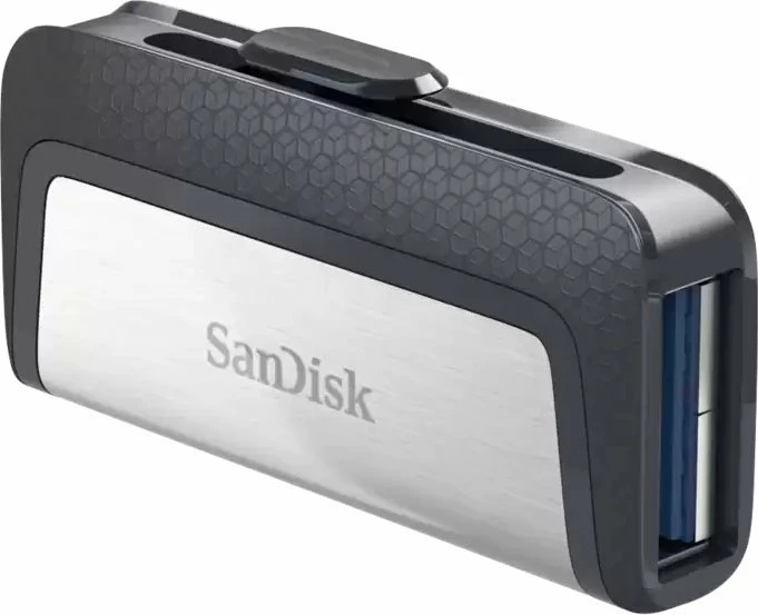 USB flash drive SanDisk Ultra Dual Drive SDDDC2-128G-G46 128 GB, USB-C + USB-A, USB 3.2 Gen 1, rrëshqitës, zi/argjendtë