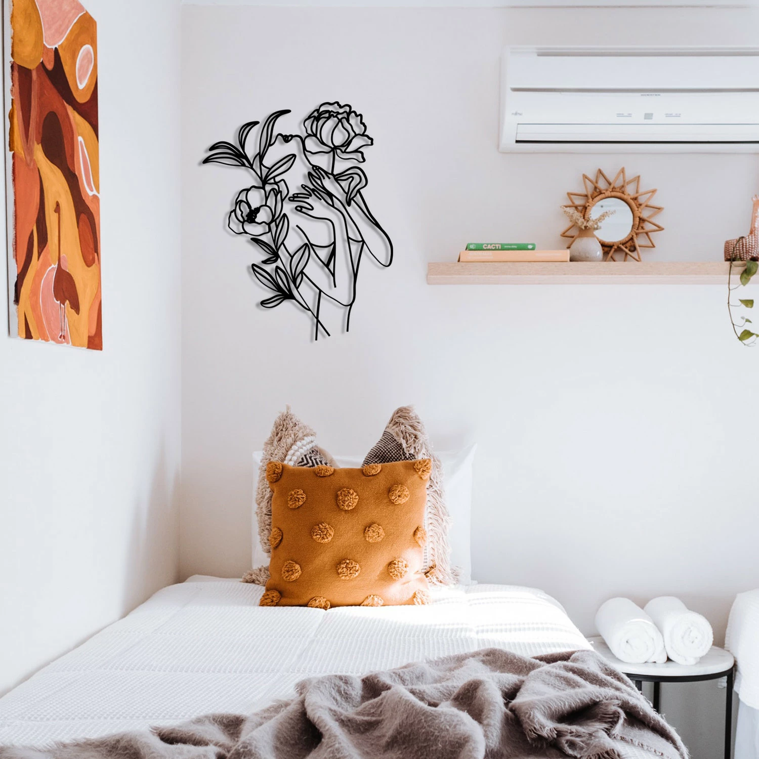 Aksesor dekorativ metalik për mur, Wallity Elif, ngjyrë e zezë, 40x50cm